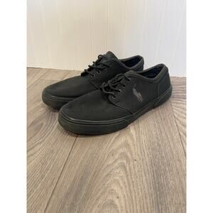 Polo Ralph Lauren Men's Faxon Low-Top Black Canvas Sneakers Size 10.5 M